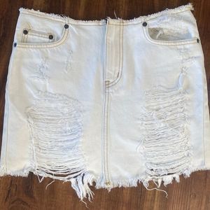 Carmar White Distressed Frayed Mini Denim Skirt